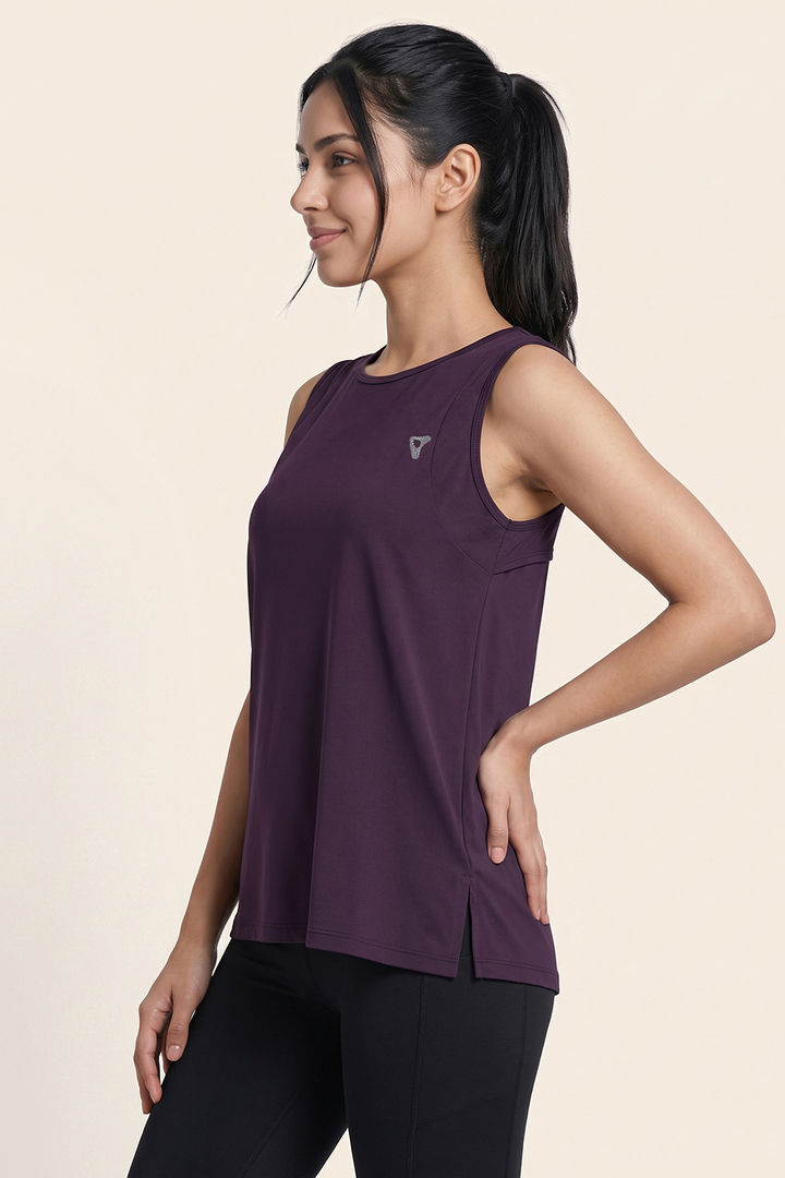 Zelocity Quick Dry Gym & Training Relaxed Tank Top - Purple Plumeria — image 4